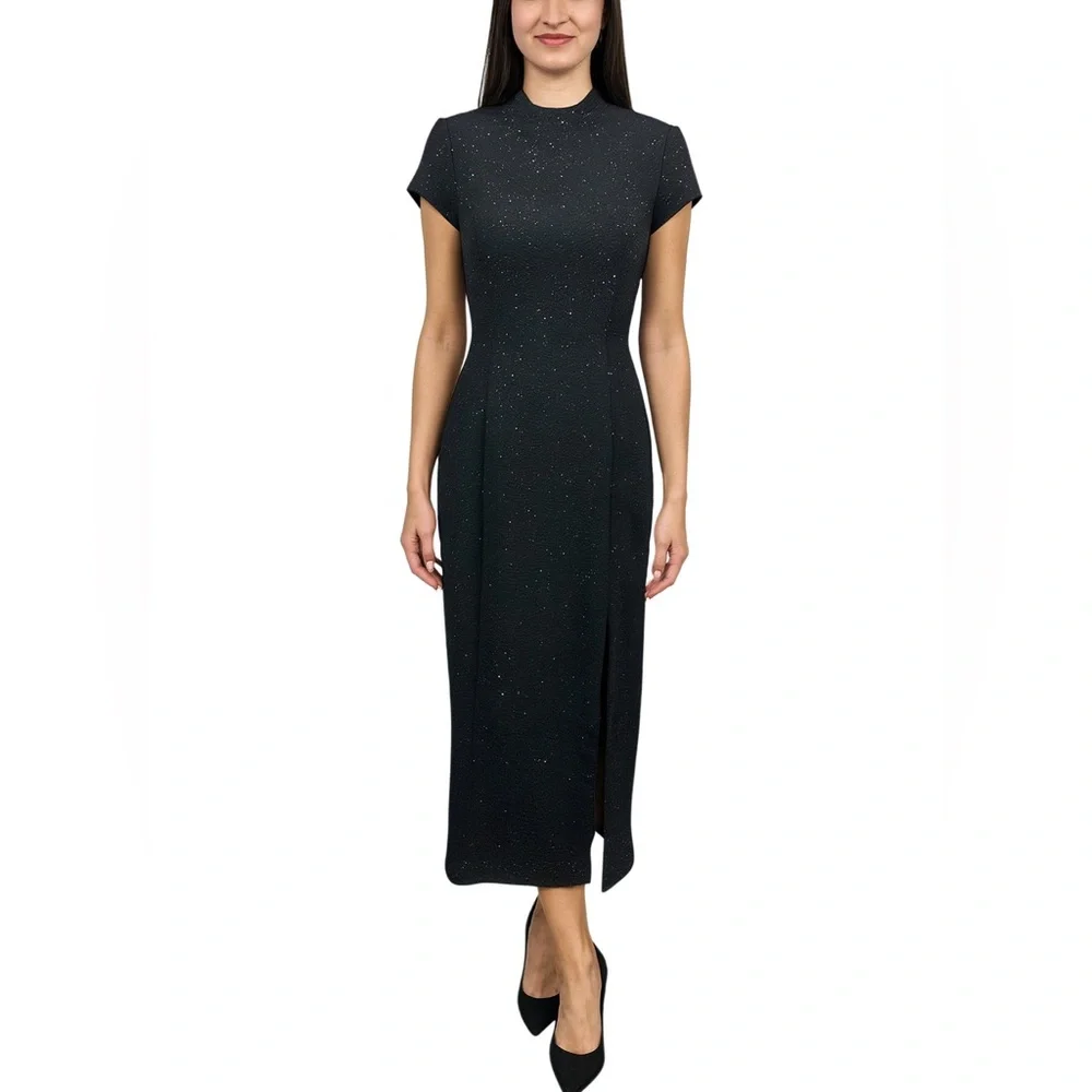 Vintage 90s David Warren New York Elegant Dress Raised Studded Details Size 8